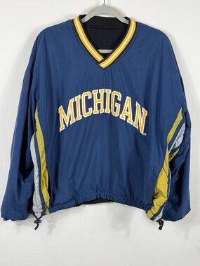 Starter VTG Reversible Michigan Pullover Windbreaker. Men’s Size M. Red stain